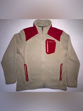 Marmot Beige and Red Full-Zip Fleece Jacket mens XL